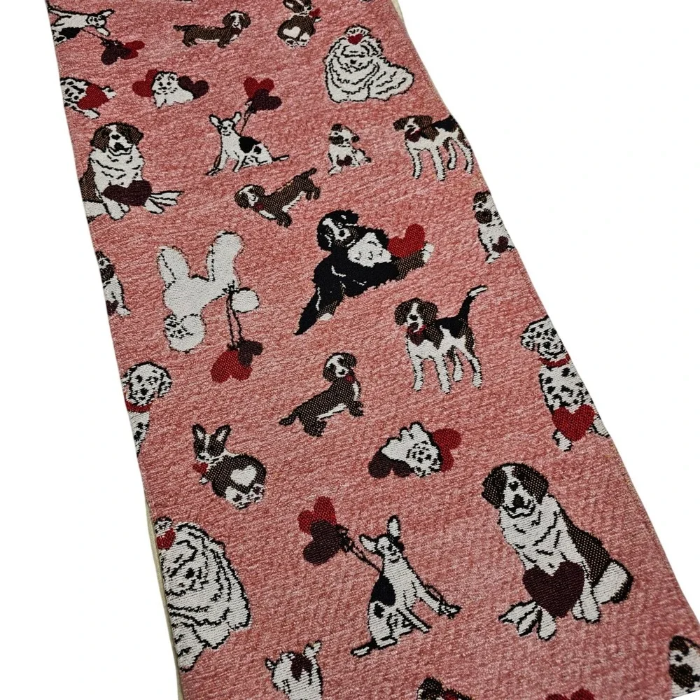 Puppy Love Woven Dog Breed Tapestry Table Runner Poodle Dalmatian 12x72
